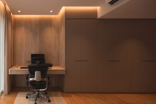 12 Keppel Bay condo workroom featuring luxe interior design, a functional workspace, elegant finishes, and modern decor.