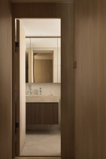 12 Keppel Bay condo doorway to the comfort room featuring luxe interior design, elegant finishes, and modern style.
